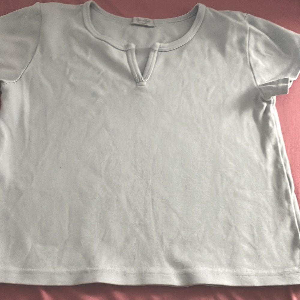 PacSun John Galt Blue Cropped Tee, Blue Triangle Slit